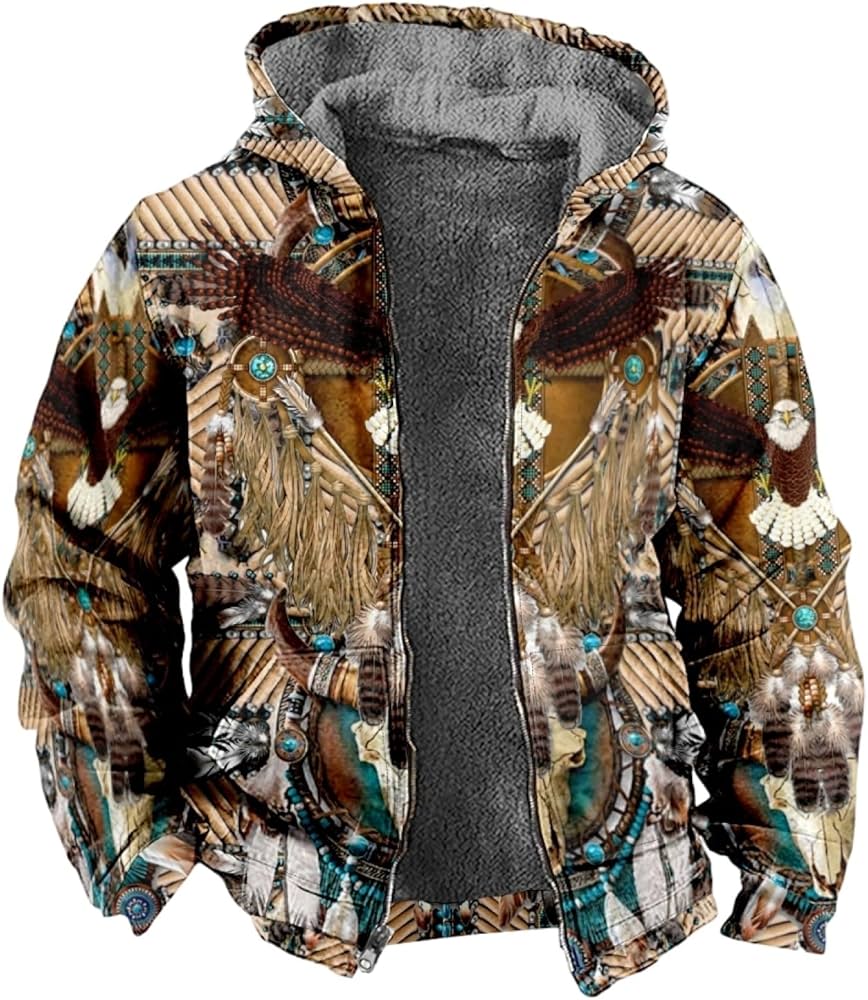 Majestic eagle print coat with feather details