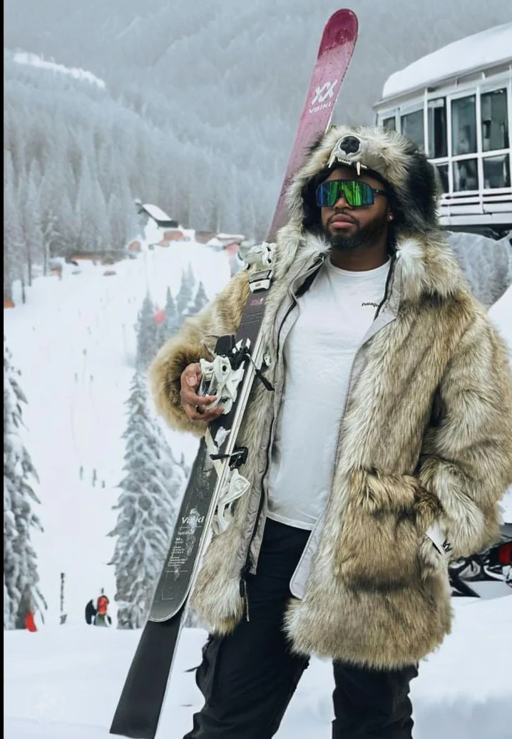 Realistic Wolf Print Winter Coat