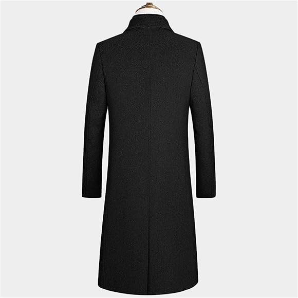 Premium black wool blend winter coat